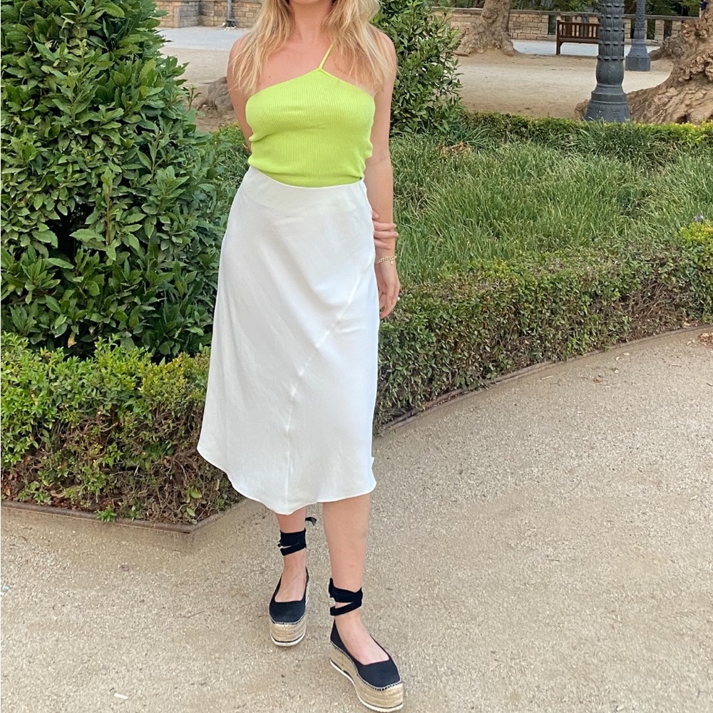 silky white skirt